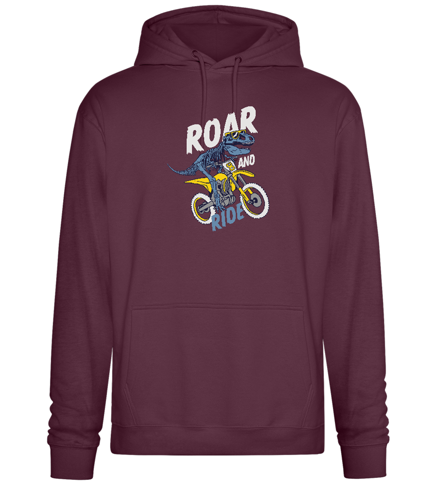 Dino Biker Design - Premium Essential Unisex Hoodie_BORDEAUX_front