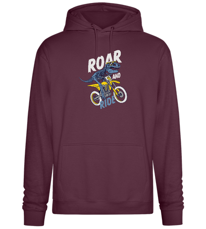 Dino Biker Design - Premium Essential Unisex Hoodie_BORDEAUX_front