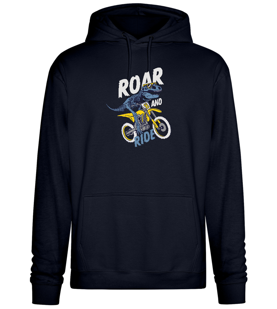 Dino Biker Design - Premium Essential Unisex Hoodie_FRENCH NAVY_front