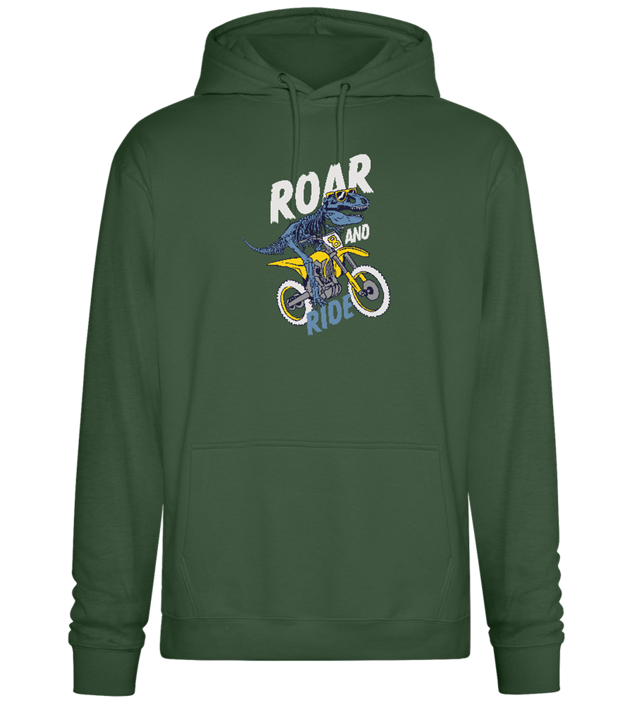 Dino Biker Design - Premium Essential Unisex Hoodie_GREEN BOTTLE_front