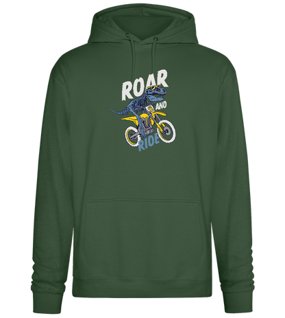 Dino Biker Design - Premium Essential Unisex Hoodie_GREEN BOTTLE_front