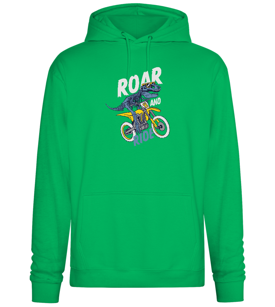 Dino Biker Design - Premium Essential Unisex Hoodie_SPRING GREEN_front