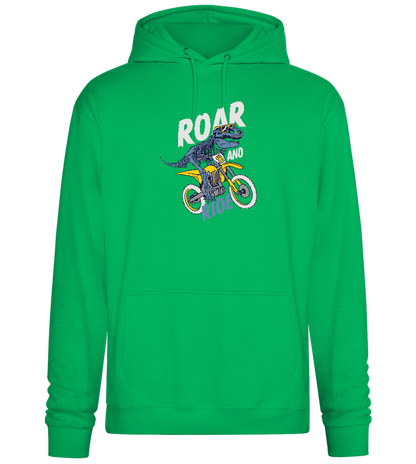 Dino Biker Design - Premium Essential Unisex Hoodie_SPRING GREEN_front