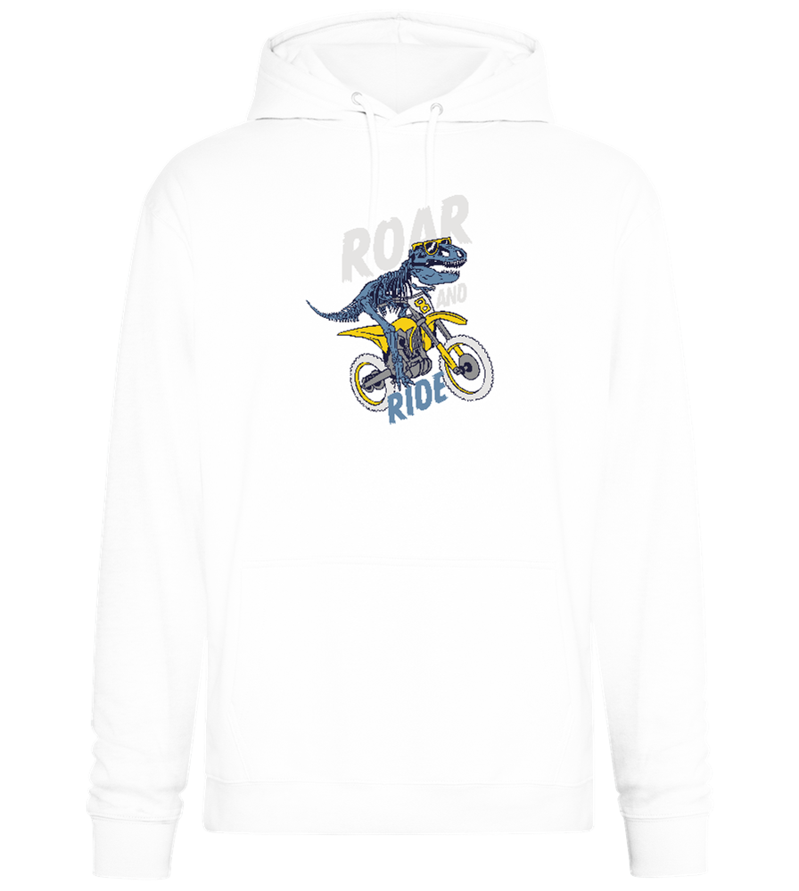 Dino Biker Design - Premium Essential Unisex Hoodie_WHITE_front