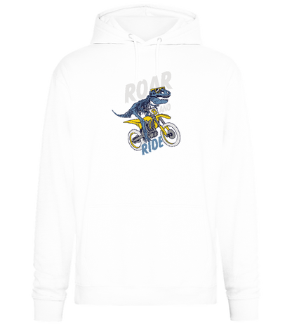 Dino Biker Design - Premium Essential Unisex Hoodie_WHITE_front