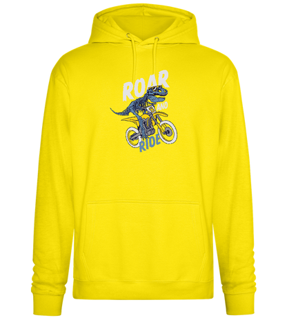 Dino Biker Design - Premium Essential Unisex Hoodie_YELLOW_front