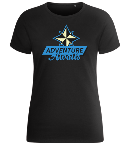 Follow the Adventure Design - Basic women's fitted t-shirt_DEEP BLACK_front