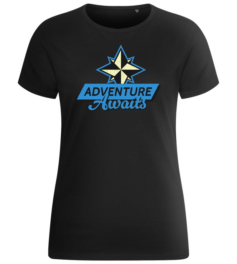 Follow the Adventure Design - Basic women's fitted t-shirt_DEEP BLACK_front