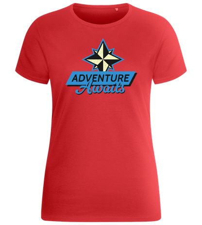 Follow the Adventure Design - Basic women's fitted t-shirt_RED_front