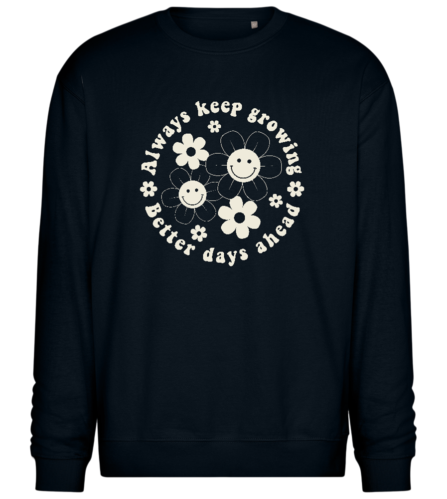 Keep Growing Smiley Design - Comfort Essential Unisex Sweater_BLACK_front