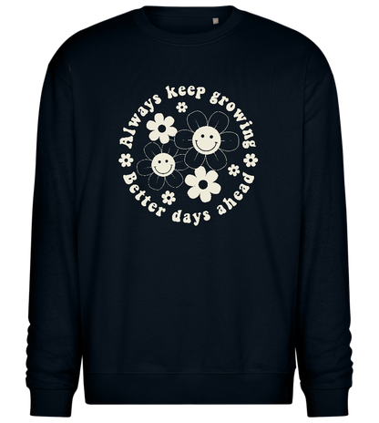 Keep Growing Smiley Design - Comfort Essential Unisex Sweater_BLACK_front