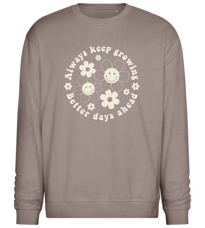 Keep Growing Smiley Design - Comfort Essential Unisex Sweater_CHARCOAL CHIN_front