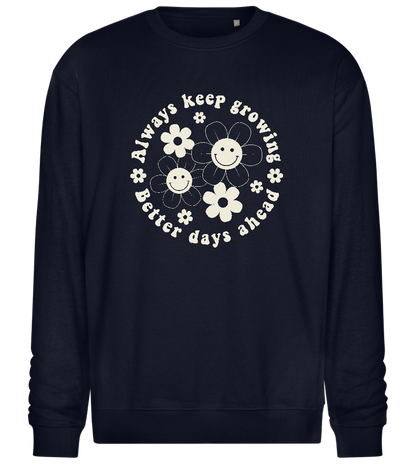 Keep Growing Smiley Design - Comfort Essential Unisex Sweater_FRENCH NAVY_front