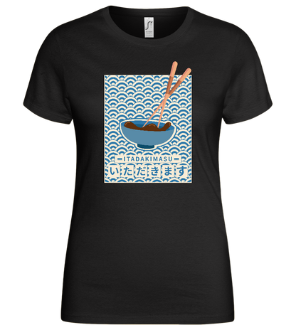 Itadakimasu Bowl Design - Basic women's t-shirt_DEEP BLACK_front