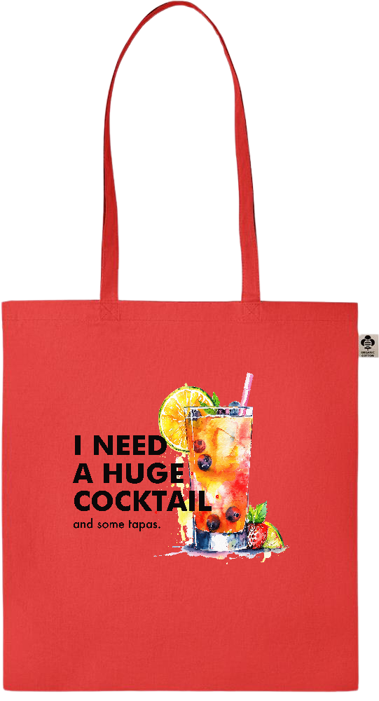 A Huge Cocktail Design - Essential colored organic cotton tote bag_RED_front