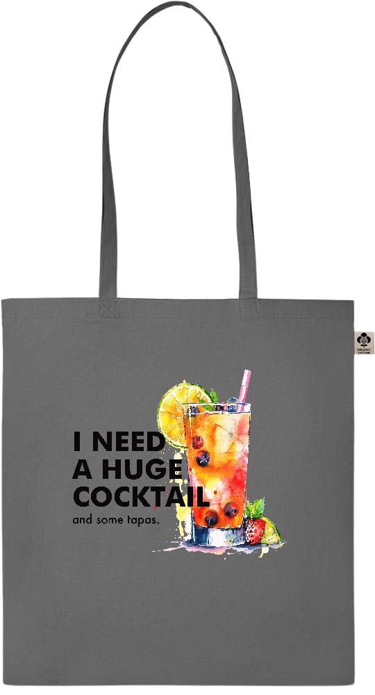 A Huge Cocktail Design - Essential colored organic cotton tote bag_STONE GREY_front