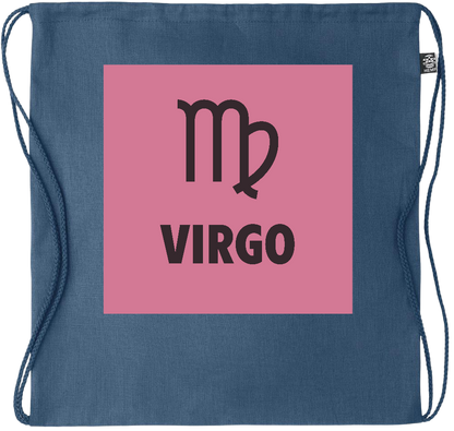 Zodiac Virgo Design - Premium hemp drawstring bag_BLUE_front