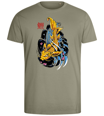 Golden Koi Carper Design - Comfort men's fitted t-shirt_KHAKI_front