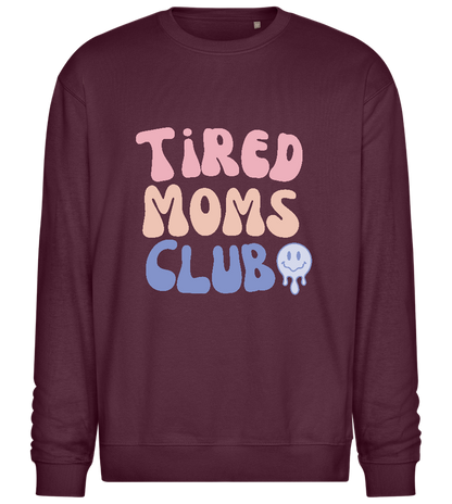 Tired Moms Club Smiley Design - Comfort Essential Unisex Sweater_BORDEAUX_front