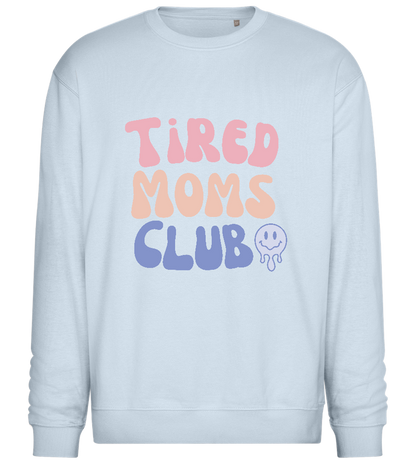 Tired Moms Club Smiley Design - Comfort Essential Unisex Sweater_CREAMY BLUE_front