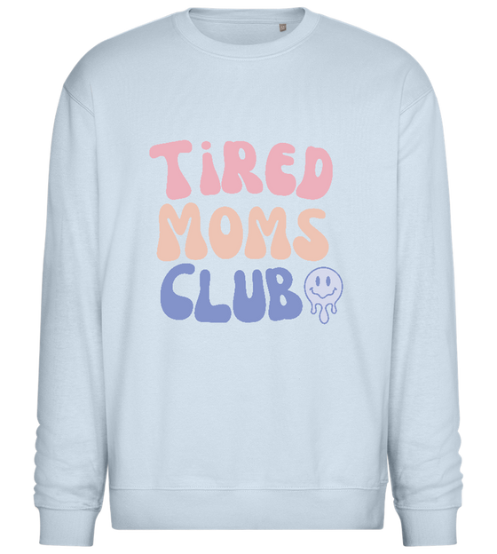 Tired Moms Club Smiley Design - Comfort Essential Unisex Sweater_CREAMY BLUE_front
