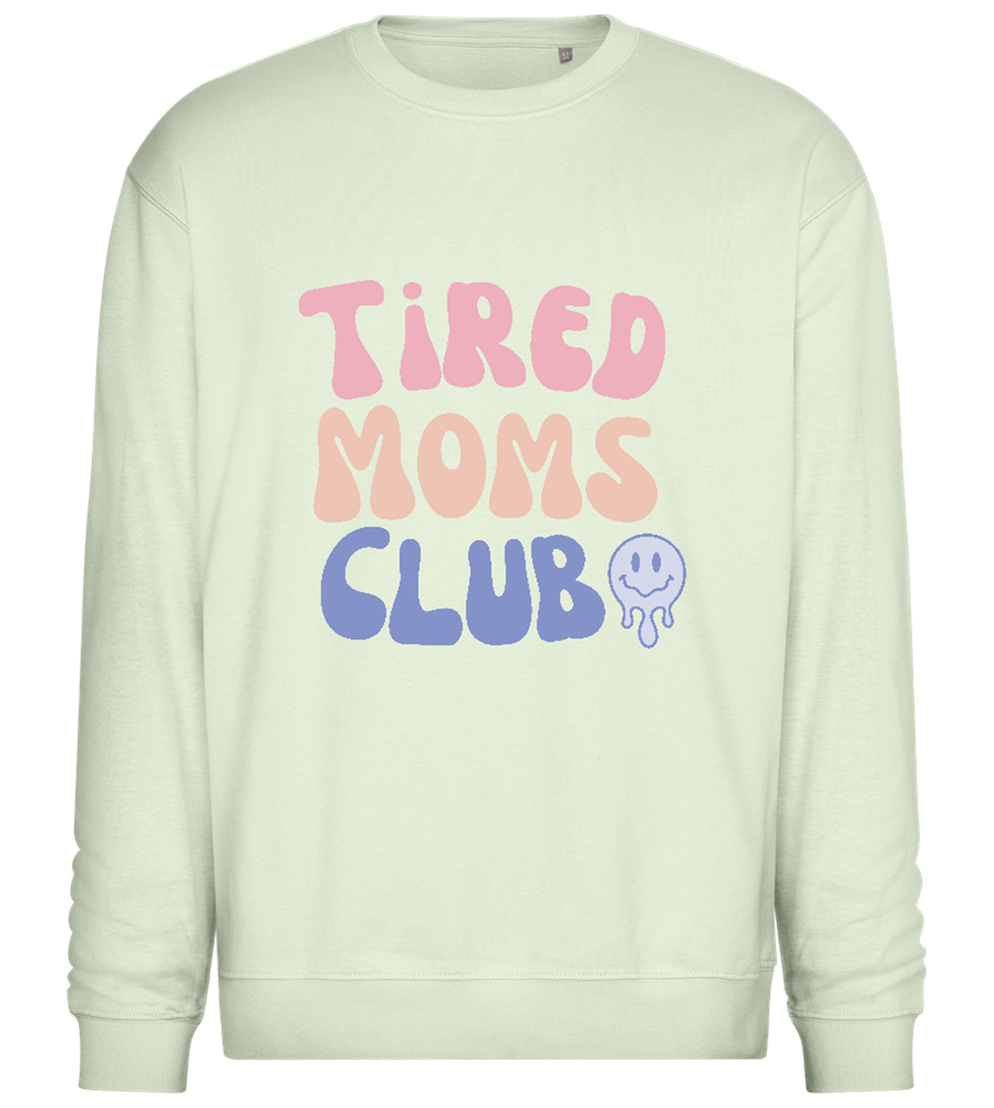 Tired Moms Club Smiley Design - Comfort Essential Unisex Sweater_CREAMY GREEN_front