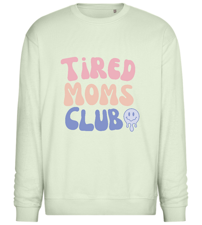 Tired Moms Club Smiley Design - Comfort Essential Unisex Sweater_CREAMY GREEN_front