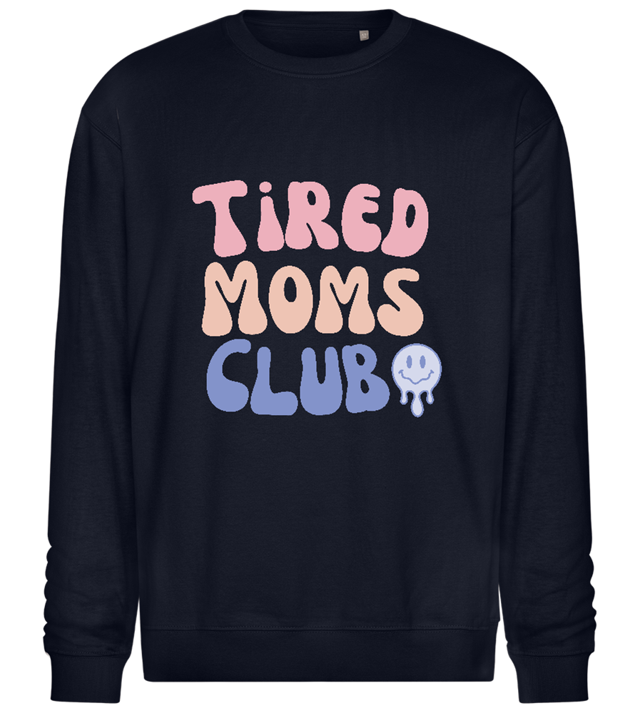 Tired Moms Club Smiley Design - Comfort Essential Unisex Sweater_FRENCH NAVY_front