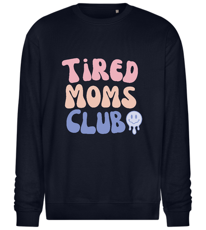 Tired Moms Club Smiley Design - Comfort Essential Unisex Sweater_FRENCH NAVY_front