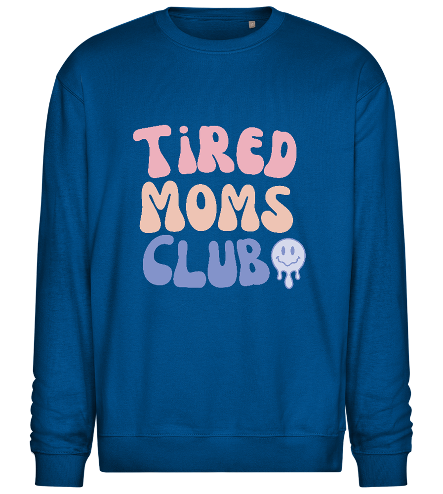 Tired Moms Club Smiley Design - Comfort Essential Unisex Sweater_ROYAL_front