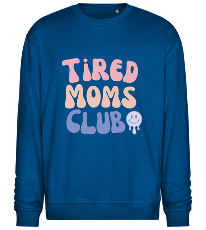 Tired Moms Club Smiley Design - Comfort Essential Unisex Sweater_ROYAL_front