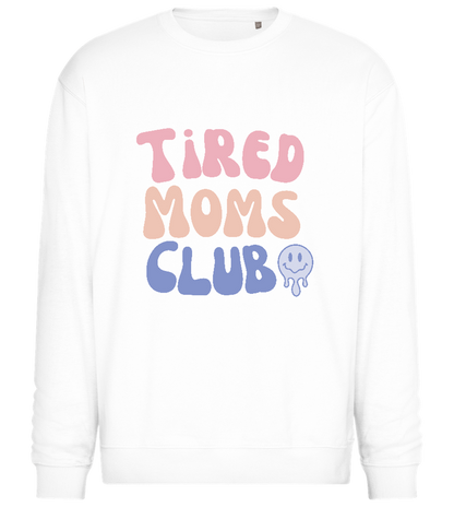 Tired Moms Club Smiley Design - Comfort Essential Unisex Sweater_WHITE_front