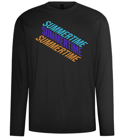 Summertime Text Design - Comfort men's long sleeve t-shirt_DEEP BLACK_front