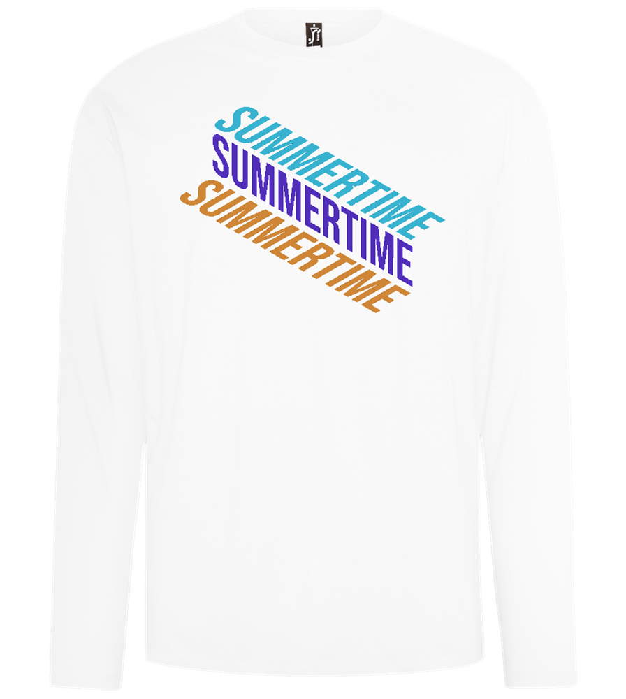 Summertime Text Design - Comfort men's long sleeve t-shirt_WHITE_front