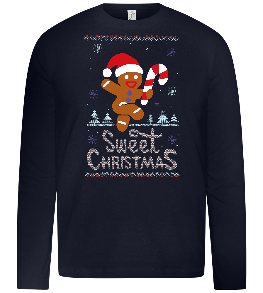 Gingerbread Man Design - Premium kids long sleeve t-shirt_FRENCH NAVY_front