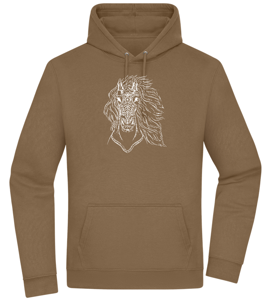 White Abstract Horsehead Design - Premium Essential Unisex Hoodie_ARMY_front