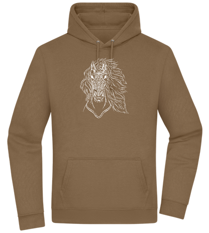 White Abstract Horsehead Design - Premium Essential Unisex Hoodie_ARMY_front