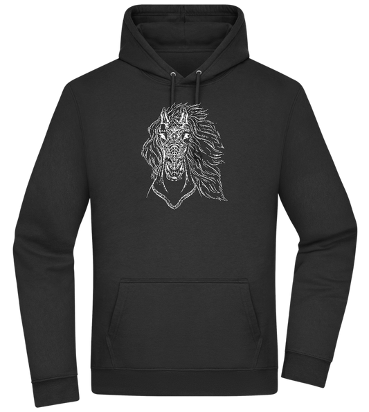 White Abstract Horsehead Design - Premium Essential Unisex Hoodie_BLACK_front