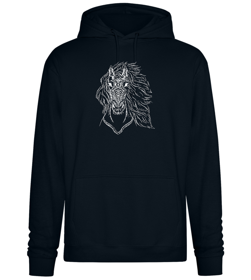 White Abstract Horsehead Design - Premium Essential Unisex Hoodie_BLACK_front