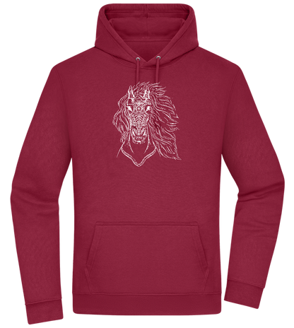 White Abstract Horsehead Design - Premium Essential Unisex Hoodie_BORDEAUX_front