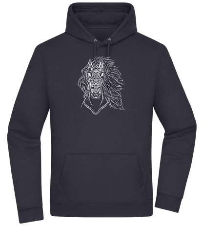 White Abstract Horsehead Design - Premium Essential Unisex Hoodie_FRENCH NAVY_front