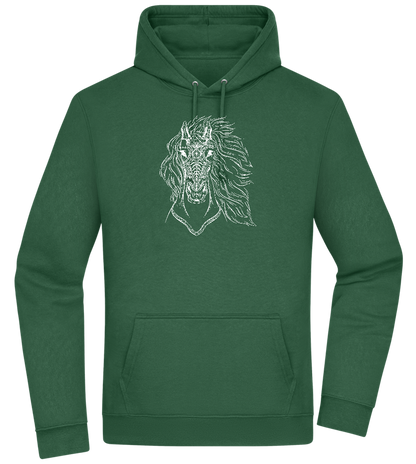 White Abstract Horsehead Design - Premium Essential Unisex Hoodie_GREEN BOTTLE_front