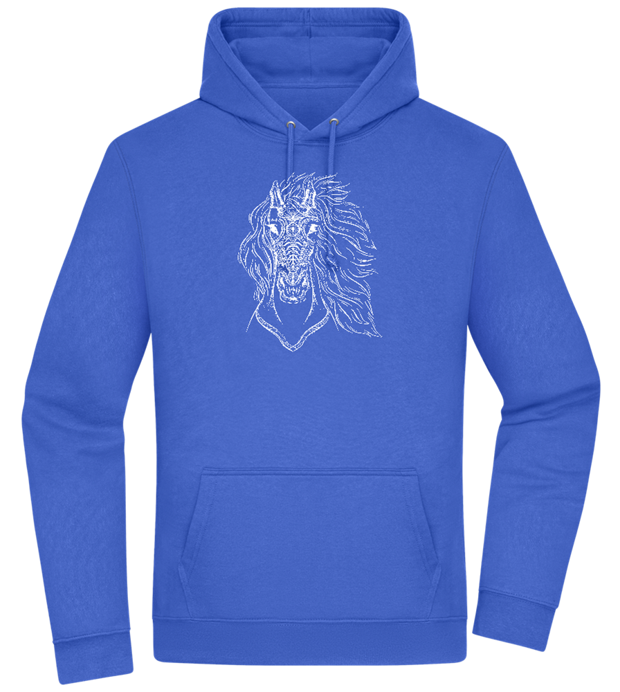 White Abstract Horsehead Design - Premium Essential Unisex Hoodie_ROYAL_front