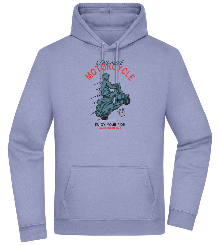 Stay Alive Motorcycle Design - Premium Essential Unisex Hoodie_BLUE_front