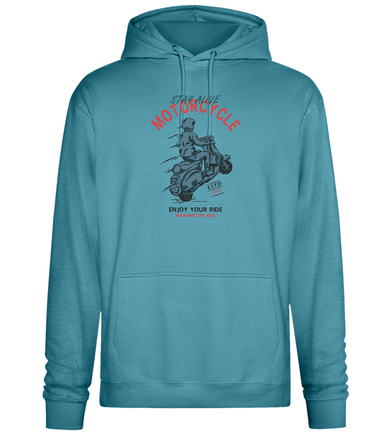 Stay Alive Motorcycle Design - Premium Essential Unisex Hoodie_POOL BLUE_front