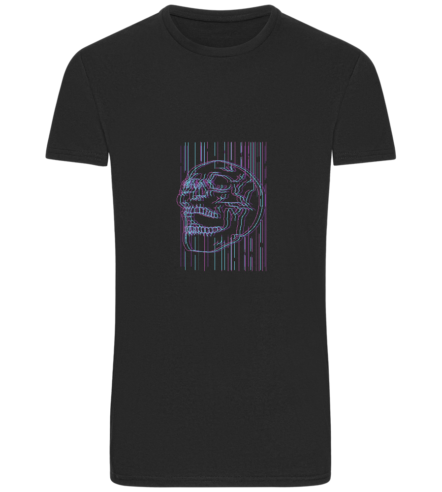 Neon Lines Skull Design - Basic Unisex T-Shirt_DEEP BLACK_front