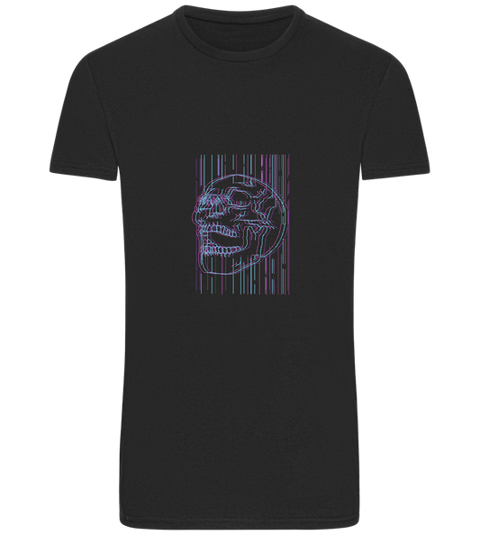 Neon Lines Skull Design - Basic Unisex T-Shirt_DEEP BLACK_front