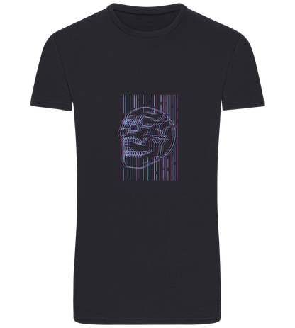 Neon Lines Skull Design - Basic Unisex T-Shirt_FRENCH NAVY_front