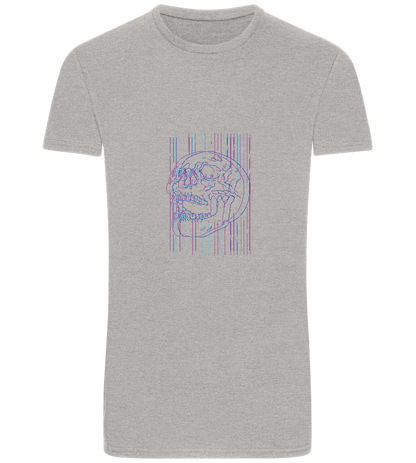 Neon Lines Skull Design - Basic Unisex T-Shirt_ORION GREY_front