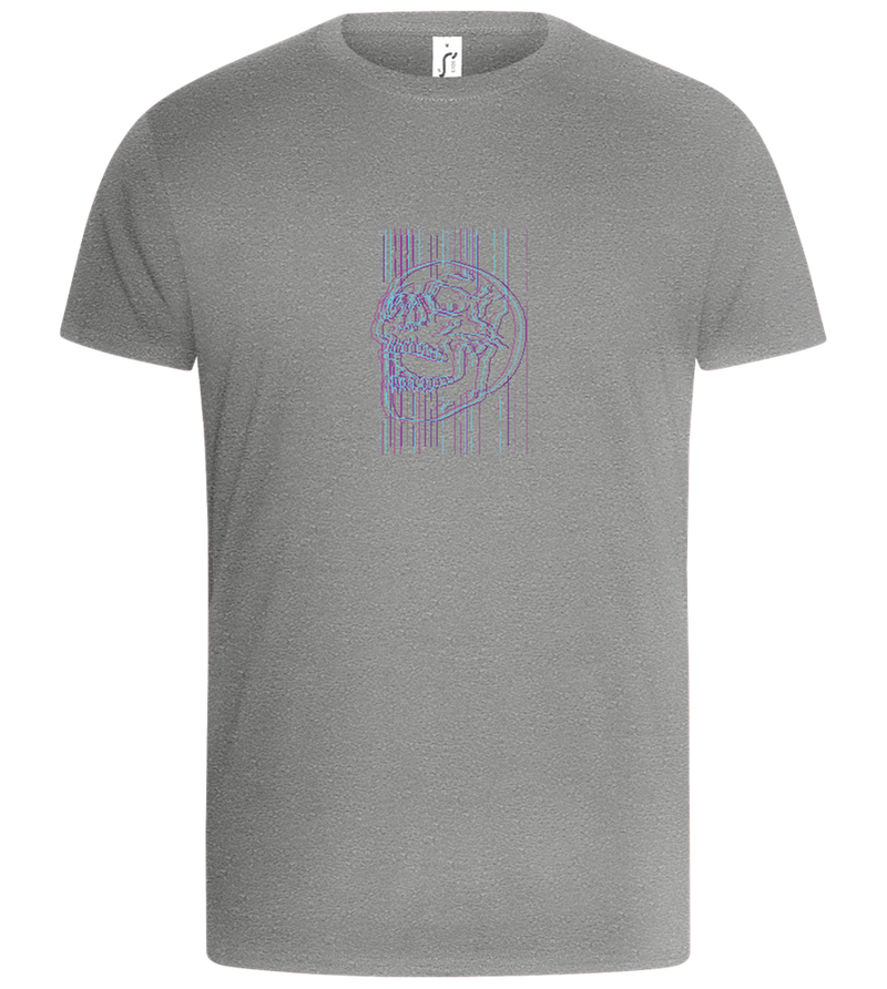 Neon Lines Skull Design - Basic Unisex T-Shirt_ORION GREY_front